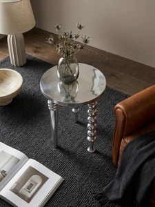 Decor Muse - Mesa de Centro Redonda Moderna de Aluminio de 60 cm de Diámetro, Diseño Industrial, Muebles de Metal Hechos a Mano para Sala de Estar - Product Image 6