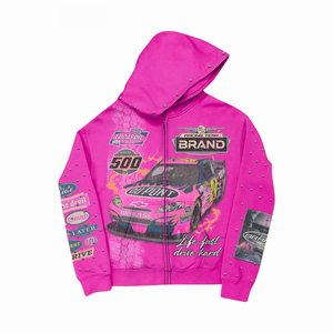 Sweat-shirt à capuche noir pour homme avec imprimé voiture de course et logos de marque, design sportif, coupe classique, vêtement d'automne - Product Image 3