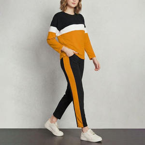 Conjunto Deportivo de Felpa de Algodón Grueso Ecológico para Mujer, con Bloques de Color, Sudadera con Capucha y Pantalones Jogger, Logotipo Personalizado, Informal, para Invierno - Product Image 5