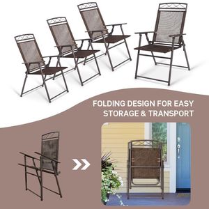 Ensemble de 4 chaises pliantes en acier pour patio, camping et terrasse - Product Image 5