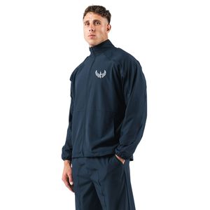 Men's Navy Blue Full Zip Training Jacket Lightweight Athletic Sportswear Warm Up Top Long Sleeve Fitness Activewear Outerwear - Product Image 2