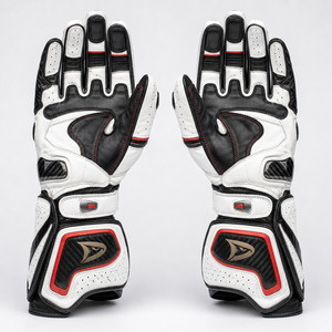 Gants de course Dainese White Carbon Elite Competition, en cuir, respirants, à fermeture à boucle, pour la conduite, pour homme - Product Image 2