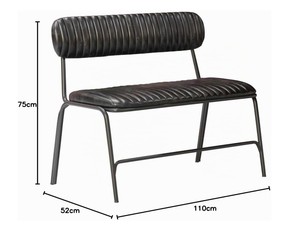 Retro <b>Black</b> Leather <b>Dining</b> Bench with Backrest Metal Frame Upholstered Seating Furniture for <b>Dining</b> Restaurant Office Farmhouse - Product Image 4