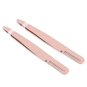 แหนบดึงขนตา Morje Surgical สีโรสโกลด์ ปลายหยัก สแตนเลสสตีล 10 มม. จับถนัดมือ แม่นยำ เครื่องมือแต่งหน้า - Product Image 1