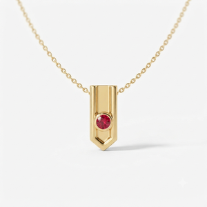 Collar con Colgante de Zirconia Chapado en Oro, Cadena con Eslabones y Barra Geométrica para Mujer, Regalo de Joyería para Fiesta - Product Image 1