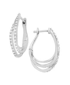 Orecchini a cerchio a tripla fila di diamanti (1/10 ct. T. w.) In argento Sterling | Macy's - Product Image 1