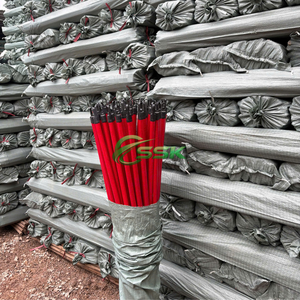 Manches de balai en bois d'eucalyptus enduites de PVC à rayures rouges, poils en plastique et en herbe, écologiques, faciles à nettoyer, pour toilettes et maison - Product Image 2