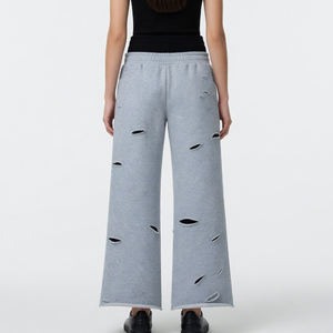 Pantalones anchos de mujer con doble cintura y efecto desgastado Glory Custom para ropa urbana, calidad premium, venta al por mayor OEM - Product Image 5