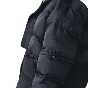 Abrigo Acolchado de Invierno para Hombre, Negro, Sólido, Casual, con Cierre Frontal, Resistente al Viento, con Capucha, Acolchado, Personalizado OEM - Product Image 4