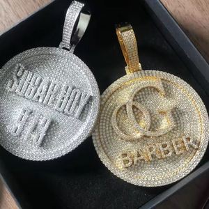 Colgante Personalizado de Lujo en Plata 925 con Moissanita, Diseño Disco, Redondo, Octagonal, Rectangular, con Logotipo, Estilo Hip Hop, Totalmente Cubierto de Piedras, Unisex, Certificado IGI - Product Image 1