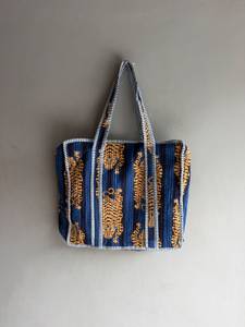 Sac fourre-tout en coton imprimé tigre rose et vert, motif à panneaux, ouverture supérieure, sac de shopping tendance, idéal pour l'été, CADEAU POUR ELLE - Product Image 1