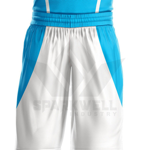 SPARKWELL INDUSTRY Ensemble Maillot et Short de Basketball Personnalisé Bleu Blanc Impression par Sublimation Respirant 100% Polyester - Product Image 3