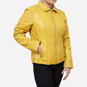 Chaquetas de Cuero para Mujer, Simples y de Alta Calidad, Color Borgoña, Chaqueta de Piel de Oveja Auténtica, Chaqueta de Cuero para Mujer, Alta Visibilidad - Product Image 4