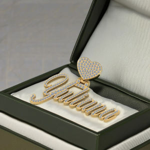 Collier personnalisé en argent 925 avec initiales, grand pendentif hip-hop glacé, fermoir cœur, diamant de laboratoire, bijou tendance, cadeau unisexe - Product Image 3