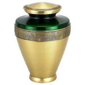 Elegante Urna Funeraria de Metal Verde Dorado para Cenizas Humanas Adultas, Hecha a Mano en India, Artesanía Uzair, Personalizable - Product Image 3