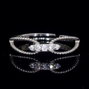 Minimalist <b>Plain</b> Band <b>Ring</b> 18K Solid Gold Rhodium Plated Unisex Everyday Wear Twisted Rope Design - Product Image 1