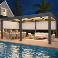Abri extérieur à toit à persiennes réglables, pergola en aluminium imperméable avec côtés rabattables pour patio, jardin et bord de piscine