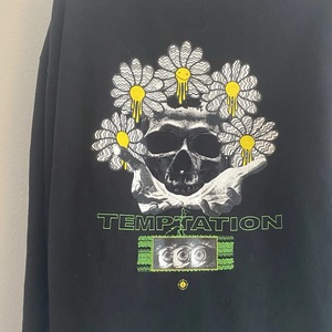 Sweat à capuche Vitriol Med. Fleece surdimensionné 100% coton, double face, avec motif brodé Jamison Daisy Skull, style Punk Skater Grunge - Product Image 6