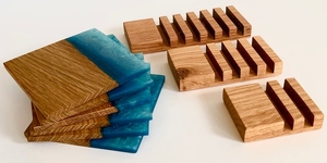 Handmade Acacia Wood <b>Epoxy</b> Resin Eco-Friendly Non-Toxic Drink Coasters Set | Modern Custom Logo Gift Coasters for <b>Coffee</b> <b>Table</b> - Product Image 6