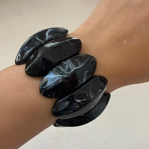 Fashion Statement Colorful Resin Bangles Large Square Acrylic Bamboo Stretch <b>Adjustable</b> <b>Bracelet</b> - Product Image 1