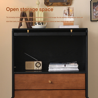 Vitrine gothique Mid-Century à couvercle rabattable, armoire de rangement noire et marron pour chambre et salon