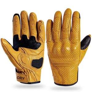 Gants de conduite vintage en cuir pour hommes et femmes, respirants, perforés, pour la course, compatibles écran tactile, pour sports de plein air - Product Image 1