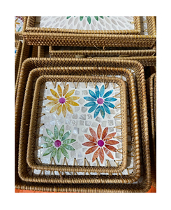 ถาดหวายธรรมชาติฝังมุก งานแฮนด์เมด สำหรับเสิร์ฟอาหารและตกแต่ง - Product Image 5
