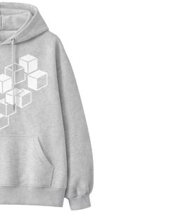 Ensemble sweat à capuche gris clair imprimé et pantalon de jogging blanc pour femme, pull molletonné avec pantalon assorti, tenue décontractée d'hiver - Product Image 3