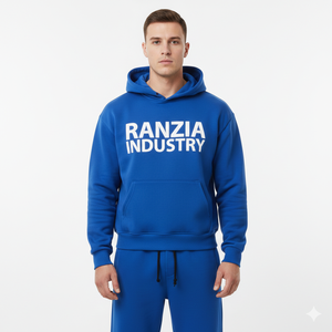 Sweat à capuche intégral zippé Ranzia Industry Urban Street avec strass et patch brodé, pantalon effet usé - Product Image 1