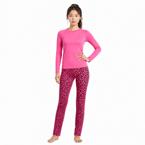 Ensemble pantalon et chemise en coton imprimé léopard 2025 pour femme, personnalisable avec logo, tenue décontractée deux pièces motif guépard - Product Image 3