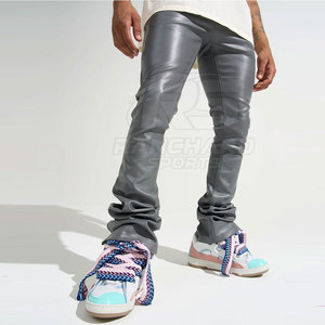Pantalones de Cuero Ligeros de Diseño para Hombre, Corte Recto, Color Oscuro, Moda Casual, Suaves, Duraderos, Cómodos, Elegantes y Modernos - Product Image 4