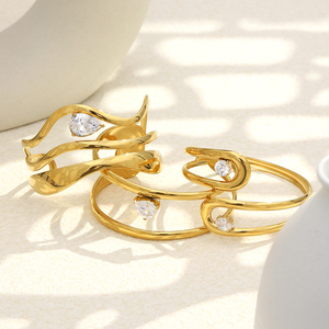 Dreamshow Multilayer 2026 Koleksi Baru <span class=keywords><strong>Gelang</strong></span> & Cincin Fashion Berlapis Emas 18k Set Perhiasan Baja Tahan Karat - Product Image 2
