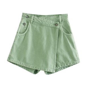 Mid <b>Waist</b> Solid Breathable Women's Casual <b>Jeans</b> Shorts Green Denim - Product Image 6