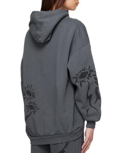 Sudadera con capucha roja con estampado de dragón negro, manga regular, estilo otoñal, 100% algodón, talla grande, prenda al por mayor - Product Image 5