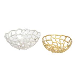 Meilleures ventes Bol à fruits en aluminium argenté et doré Design corail Vaisselle à utiliser Bol à fruits en métal de haute qualité à vendre - Product Image 1