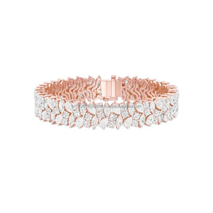 Bracelet de mariage luxueux et large avec diamant de laboratoire, bijoux de mariée en cristal tendance, bracelet en or 10K/14K/18K - Product Image 1