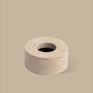 Travertine marble square diffuser holder with metal ring luxury aroma diffuser block premium home <b>decor</b> modern tabletop frag - Product Image 6