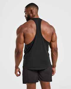 <b>Men's</b> O-Neck <b>Black</b> <b>Tank</b> <b>Top</b> 100% Cotton Breathable Casual Knitted Solid Color Sleeveless Workout Wear - Product Image 4