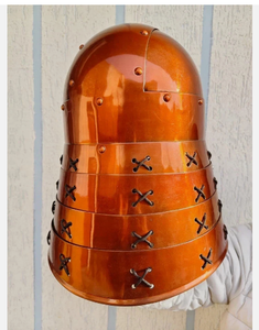 Casco de Samurái de Metal de Cobre Pulido con Acabado Antiguo, Protector Facial, Armadura de Forma Irregular para Cosplay, Artículo Coleccionable - Product Image 3
