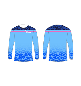Ferocious Men s Long Sleeve Sublimated T <b>Shirt</b> <b>Geometric</b> Pattern O Neck Quick Dry Sporty Fit Regular Length Blue Pink Design - Product Image 1