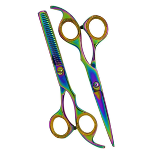 Kit de ciseaux à effiler de qualité supérieure couleur argent 6 pièces, magnifiques kits de barbier avec étui en cuir à fermeture éclair - Product Image 2