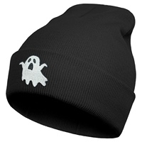 Bonnet en tricot respirant et stylé pour hommes et femmes, style Emo Gothique Halloween, avec broderie Jacquard Crâne Gothique Squelette, pour la plage et l'hiver