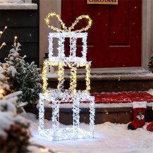Luci di Natale con 200 LED e Perline in Acrilico, Scatole Regalo Illuminate da 3 Piedi (Luce Bianca Calda/Fredda) - Product Image 1