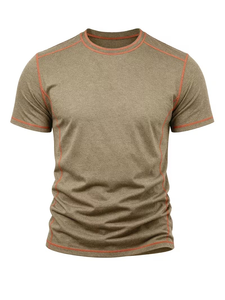 Camiseta de Hombre Verde Oliva, Manga Raglán, Corte Regular, Cuello Redondo, Tejido de Punto, Color Sólido, Ecológica, con Bloques de Color, 180g, Estilo Casual - Product Image 2