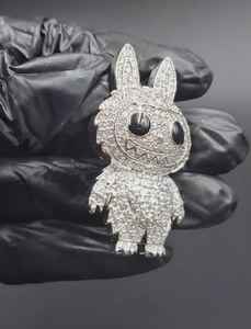 Colgante de Muñeco Labubu Adorable, Joyería HipHop, Colgante de Plata 925 con Incrustaciones de Moissanita VVS, Estilo Rapper, con Diseño de Personaje de Dibujos Animados - Product Image 6