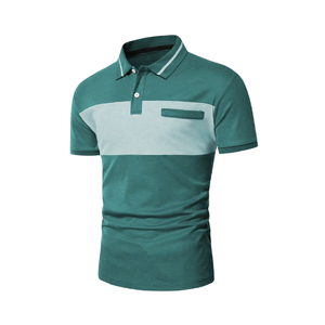 Polo transpirable para hombre, 140 GSM, 100% poliéster, bloques de color, manga corta, ajuste cómodo, ropa casual de verano, polos personalizados - Product Image 4