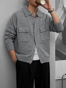 Suéter de cachemira 100% para hombre, estilo New Rich Old Money, suave y agradable al tacto, con doble bolsillo, teñido heather, informal para otoño. - Product Image 2