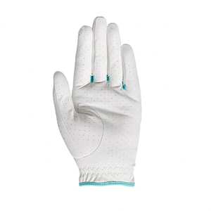 Gant de golf respirant en cuir véritable blanc et turquoise avec design en maille, fermeture à enfiler, unisexe, pour le sport - Product Image 5