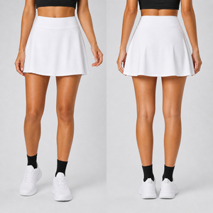 Custom Logo Women High Waist Tennis <b>Skirt</b> White Pleated Athletic Golf <b>Skirt</b> Quick Dry Workout Sports <b>Skirt</b> with Built In Shorts - Product Image 1