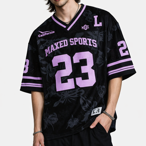 Camiseta Deportiva Oversize de Malla con Estampado de Mariposas, Cuello en V, Estilo Urbano, para Fútbol Americano, Ropa Deportiva de Equipo, Proveedor OEM a Granel, EE. UU. - Product Image 5